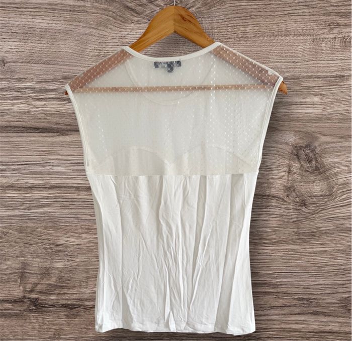 Blouse sans manches blanc avec transparence Morgan taille 36 S - photo numéro 3
