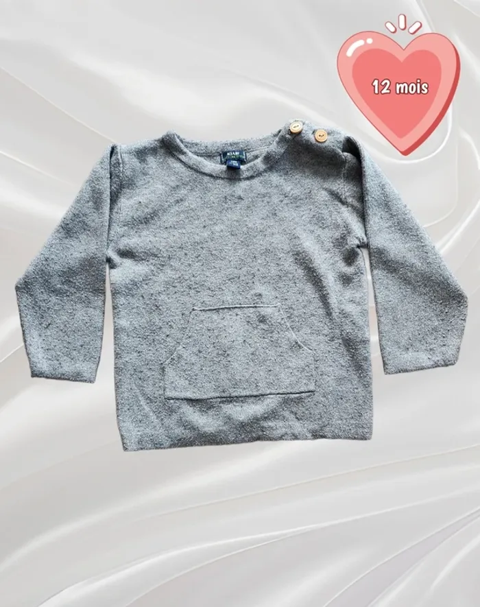 Pull gris garçon 12 mois