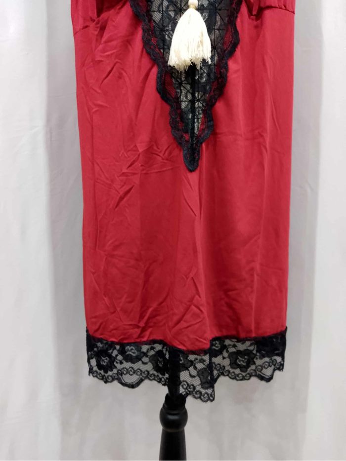 Robe nuisette sexy grande taille noire et rouge – dentelle contrastée avec string assorti 💋 - photo numéro 4