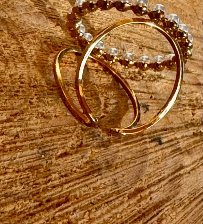 Bague disque cercle xl acier inoxydable or perles d’eaux douces - photo numéro 6
