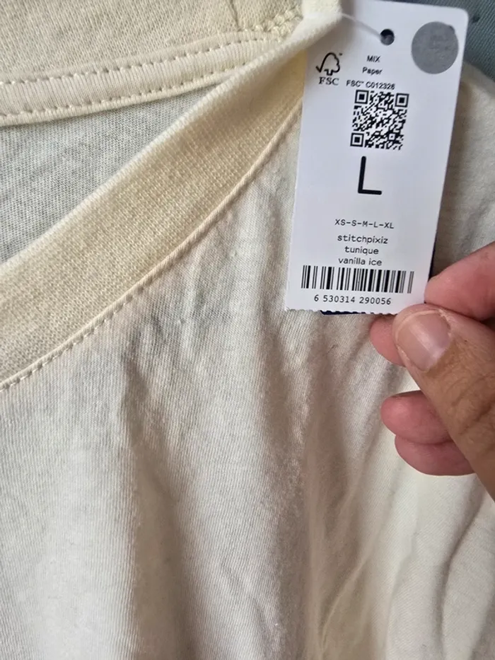 T-shirt long femme Stitch Undiz – crème & rose/violet – Taille L – Neuf - photo numéro 4
