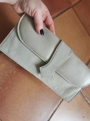 Pochette clutch en cuir blanc écru années 60/70