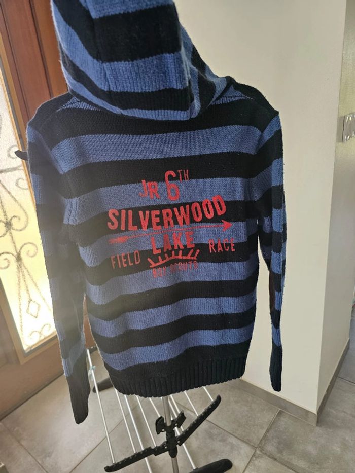 Gilet polaire à capuche, rayures 9/10 ans - photo numéro 8