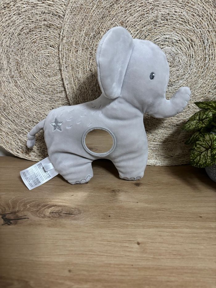 Doudou éléphant gris boule miroir mots d’enfants