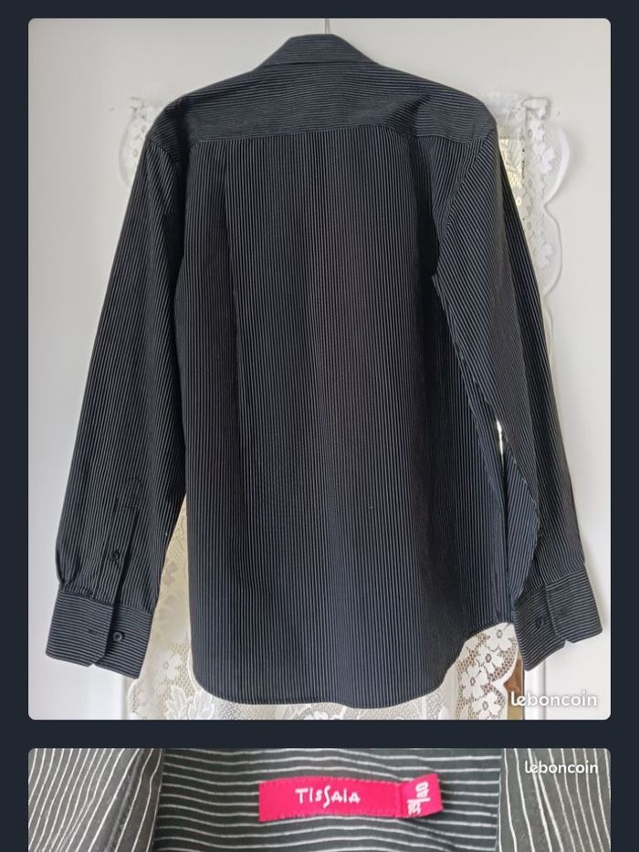 Chemise à rayures, rayée, noir et blanc - photo numéro 2