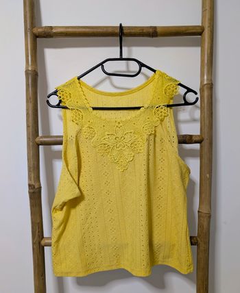 🌸 Femme 🌸 Haut jaune brodé – Taille XXL – Neuf (juste lavé)