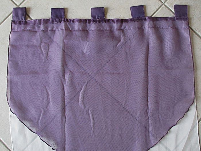 Lot de 2 vitrages 59 x 90 cm violets et blancs - photo numéro 3