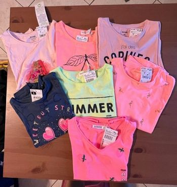 Neufs (non portés) A SAISIR !!! 🥰😍superbe lot Tee-shirts mc 8 ans fille💙🥰😍