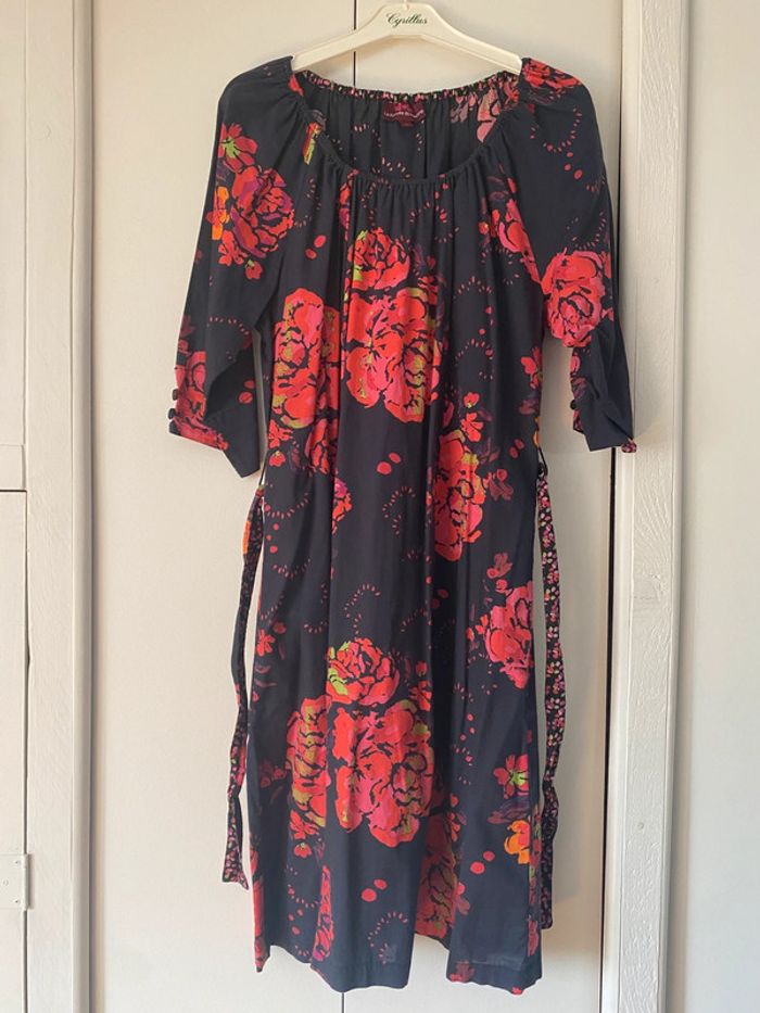 Robe fiancée du Mékong noir et rose