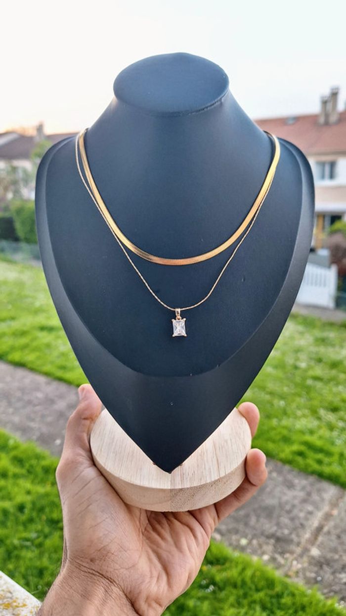 Deux Pièces Collier minnialiste Et Élégantes De Zircon Cubique - photo numéro 4