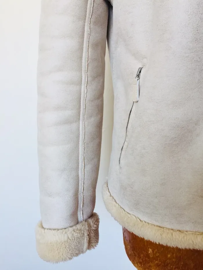 Veste bi-matière beige - photo numéro 4