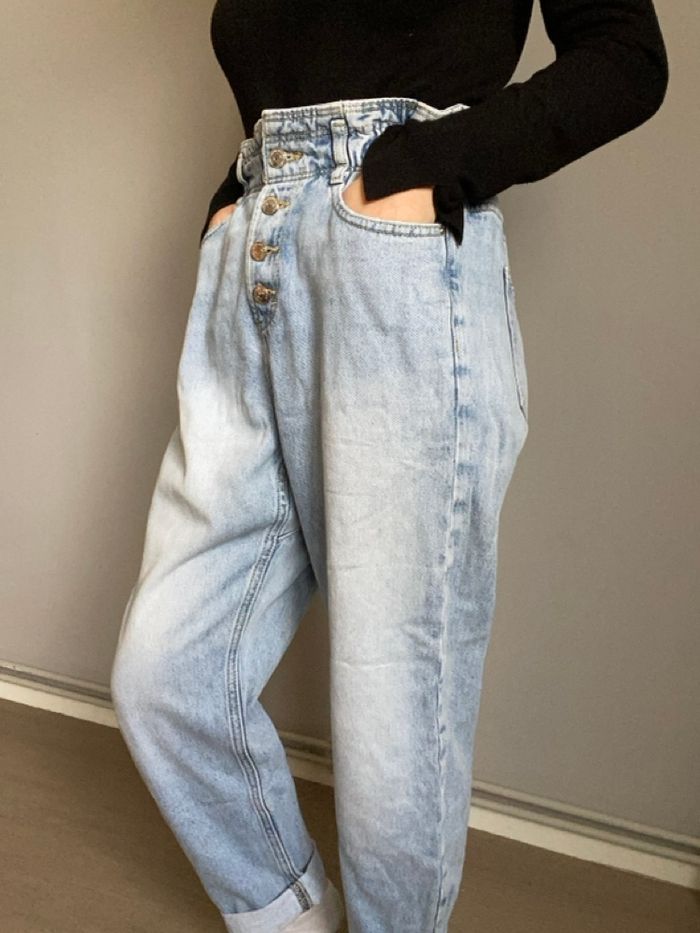 Jean large bleu clair Zara taille s - photo numéro 2