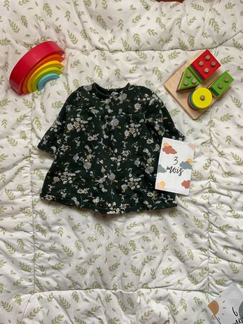 robe manches longues kaki motifs fleurs 3 mois petit bateau