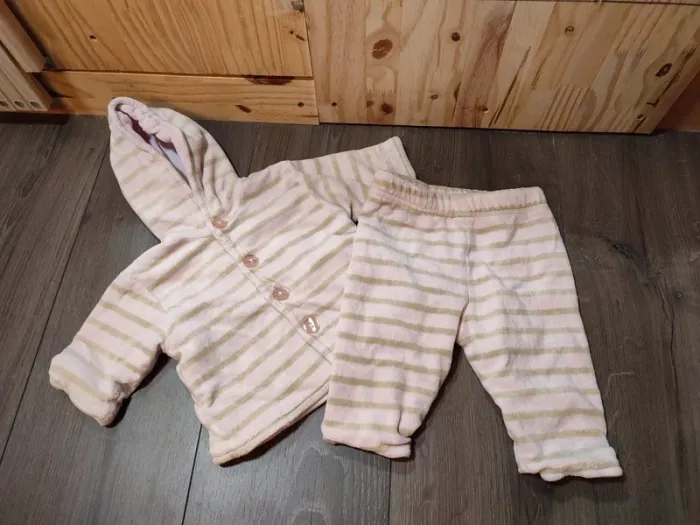 Ensemble chaud veste et pantalon polaire 1 mois grain de blé