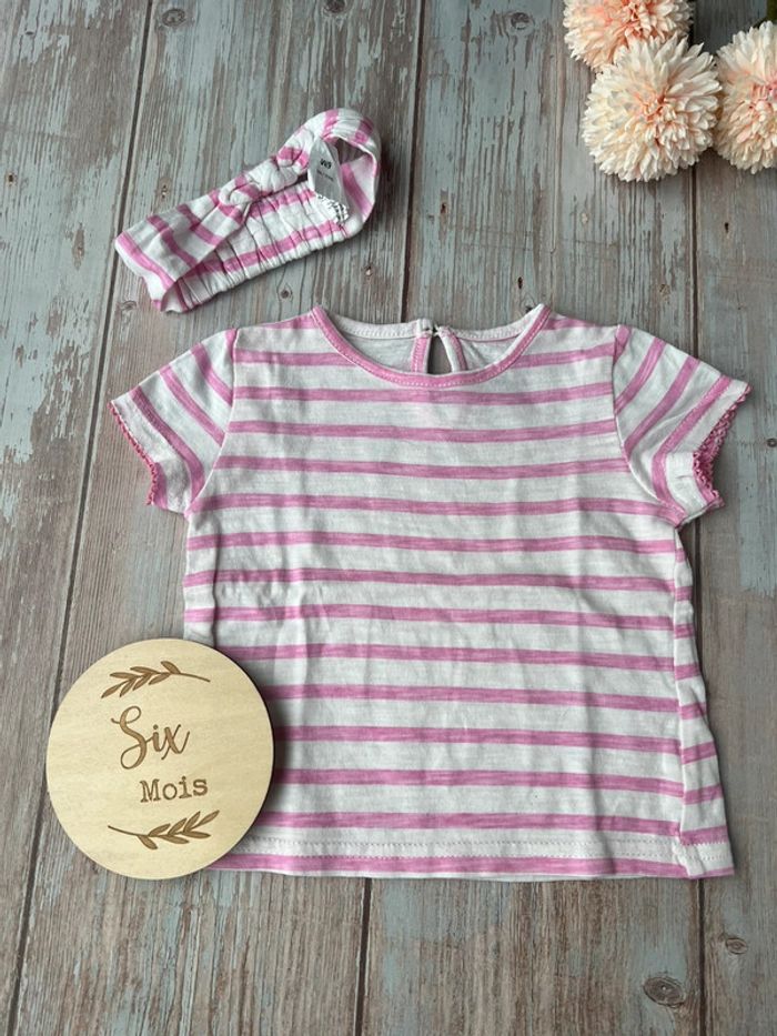 Lot 9 tshirts manches courtes + 1 bandeau 6 mois - photo numéro 13