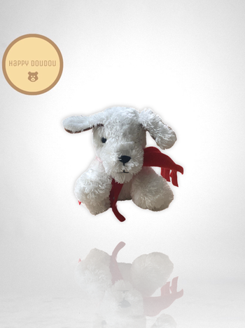 Peluche chien blanc écharpe rouge A874