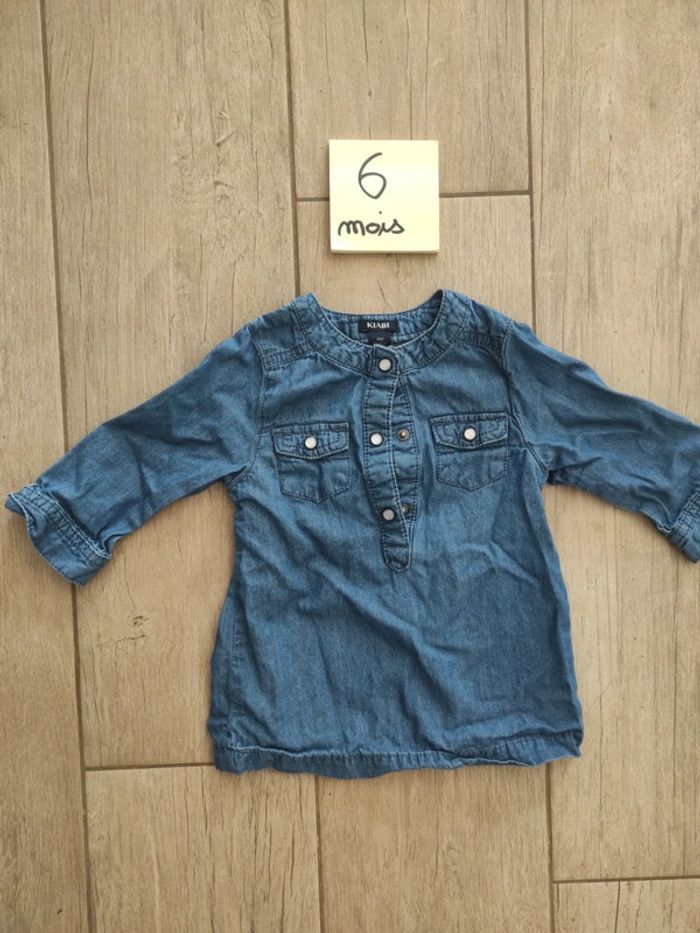 Chemise effet jeans bébé fille 6 mois