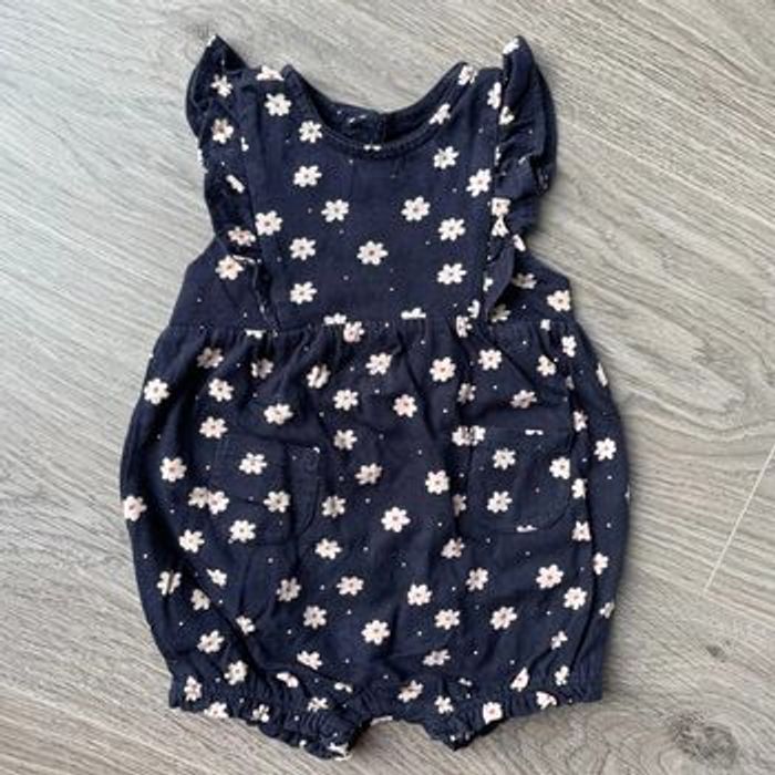 Grenouillère bleu marine à petite fleurs