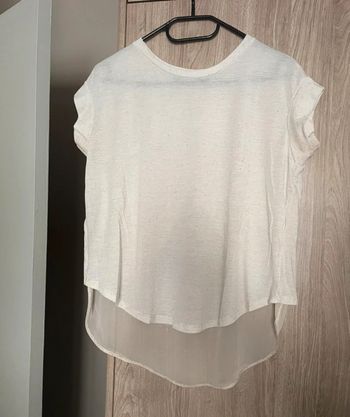 T-shirt manches courtes tulle crème