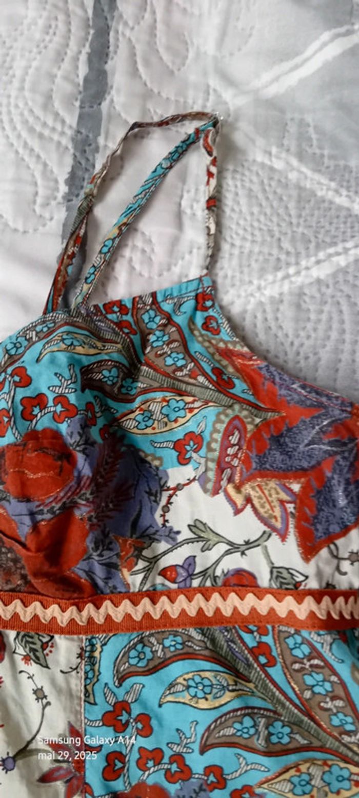 Tunique longue fines bretelles motif floral avec paillettes bordeaux femme 38/40 promod - photo numéro 11