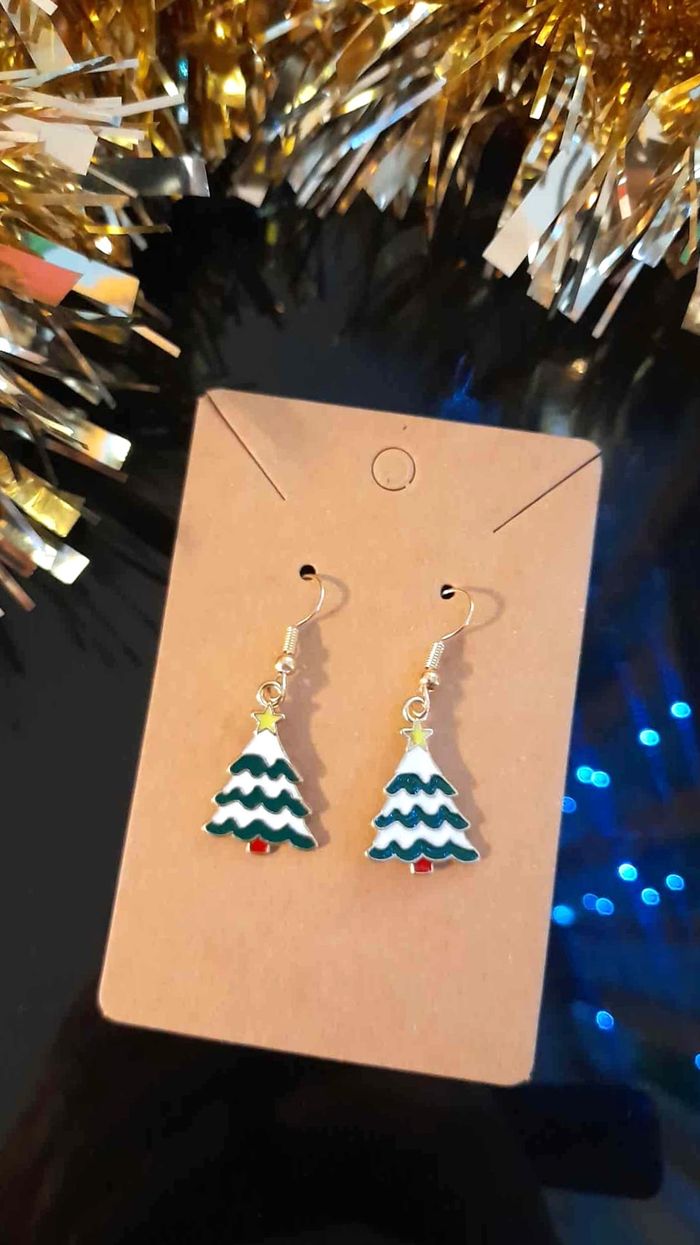 Bijoux Noël | Boucles d’Oreilles neuves Sapin de Noël - photo numéro 2