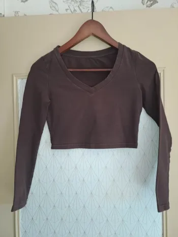 Haut court moulé femme marron SHein S tbe