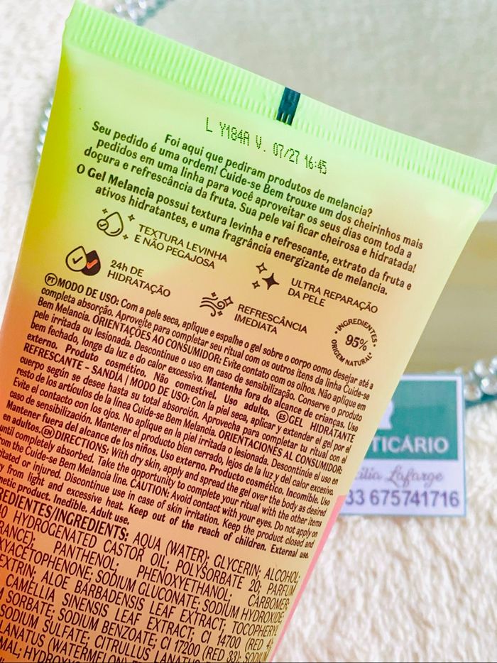 Gel corps hydratant rafraîchissant Melancia (pastèque, sandia) OBoticário - photo numéro 3