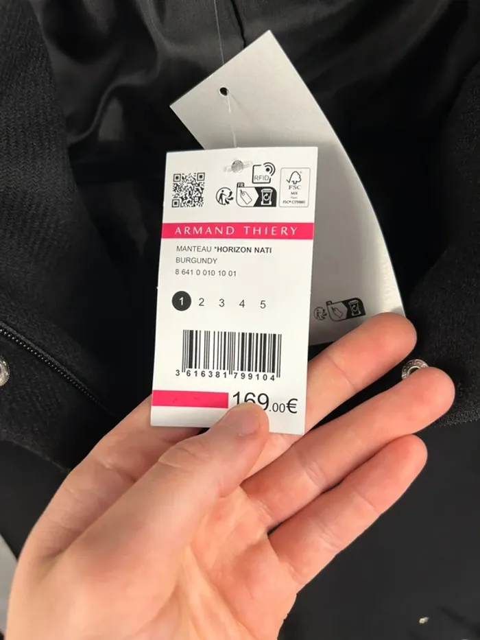 Manteau Noir Armand Thiery T.1 / S Neuf - photo numéro 3