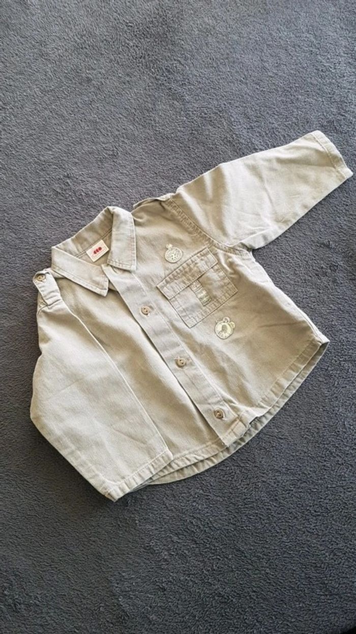 Chemise été manche longue kaki 3 pommes - photo numéro 2