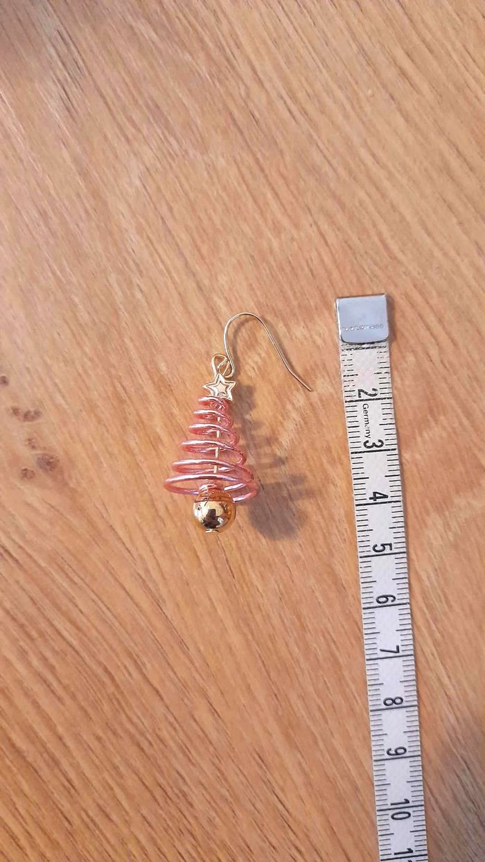 Bijoux Noël | Boucles d’Oreilles Sapin Rose – Neuf - photo numéro 3