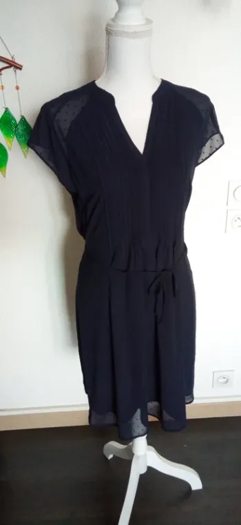 H&M Robe fluide voilage marine