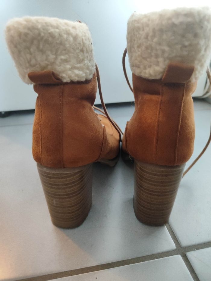Bottines à talons suédine-daim camel femme pointure 37 - photo numéro 3