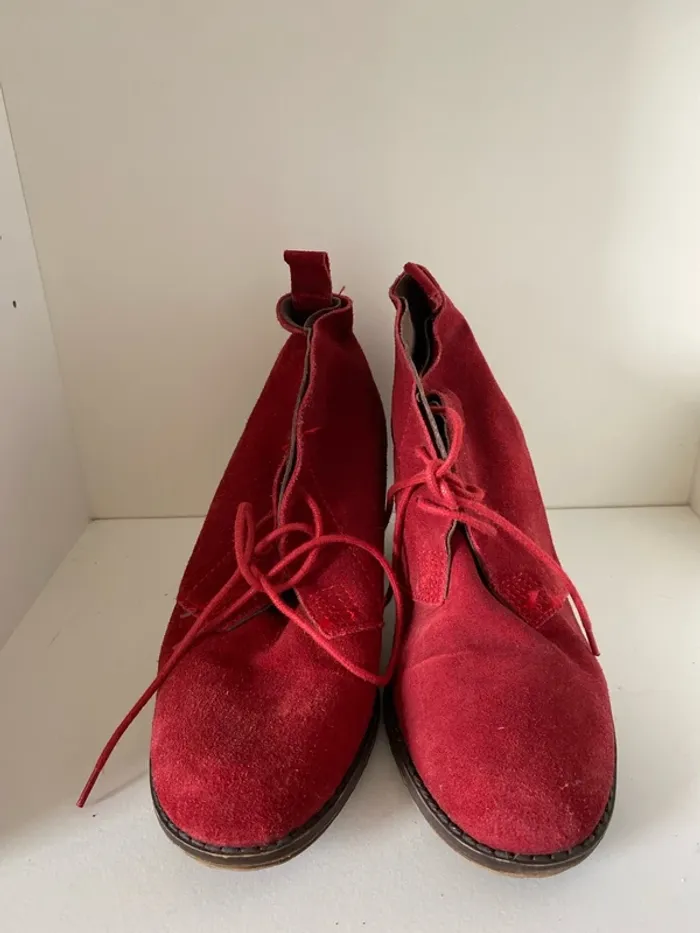 Bottines rouges en cuir nubuck 36 - photo numéro 3