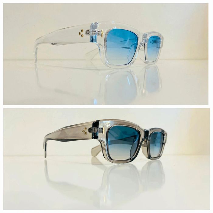 Lot de deux lunettes de soleil mixte blanc et gris transparent taille small catégorie 1 et 2