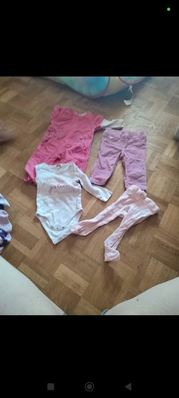 Lot vêtements 9 mois fille pyjama pantalon body manches longues collants rose