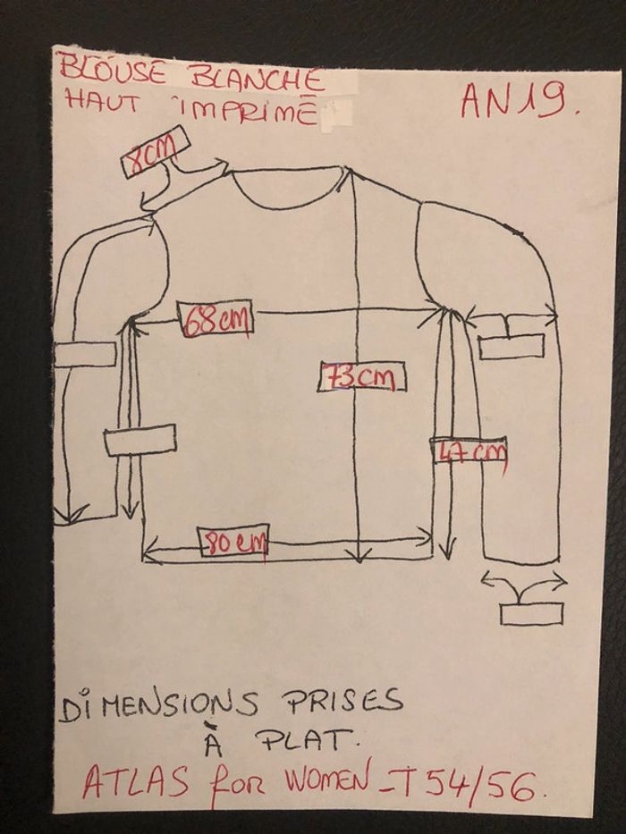 Blouse blanche et imprimée sans manches « atlas for Women » T54/56 NEUVE - photo numéro 9