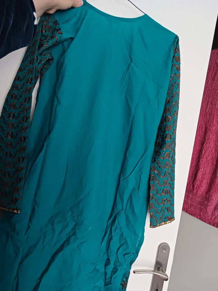 Tunique indienne bleue/marron avec écharpe taille 38 - photo numéro 5