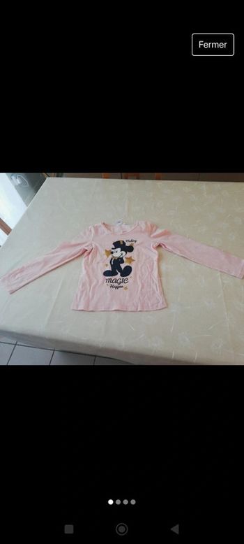 Tee shirt rose manches longues Mickey Disney 8 ans neuf 3€