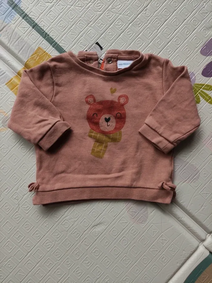 Petit sweat fille vieux rose 9 mois Vertbaudet 🐻
