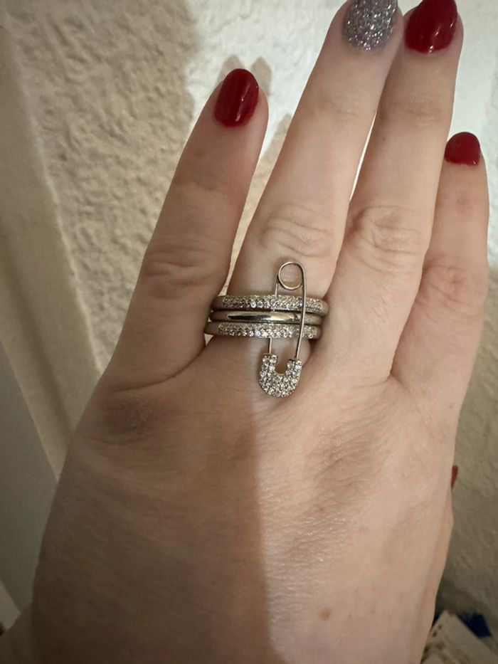 Bague trio epingle strass taille 54