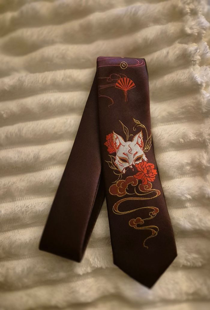 Cravate Japonaise  brodée Kitsune - photo numéro 2