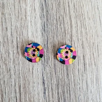 Lot de 2 boutons en bois vintage