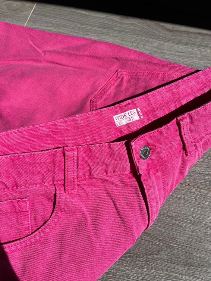 Pantalon jean wide leg / large rose - photo numéro 6