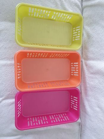 Lot de 3 paniers rectangulaires plastique