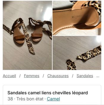 Sandales camel liens léopard 