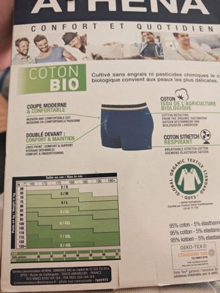 Pack 3 caleçons Athena bio taille L - photo numéro 2