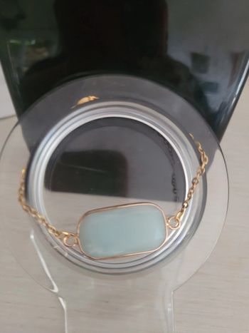 Bracelet en acier inoxydable doré et pierre d amazonite