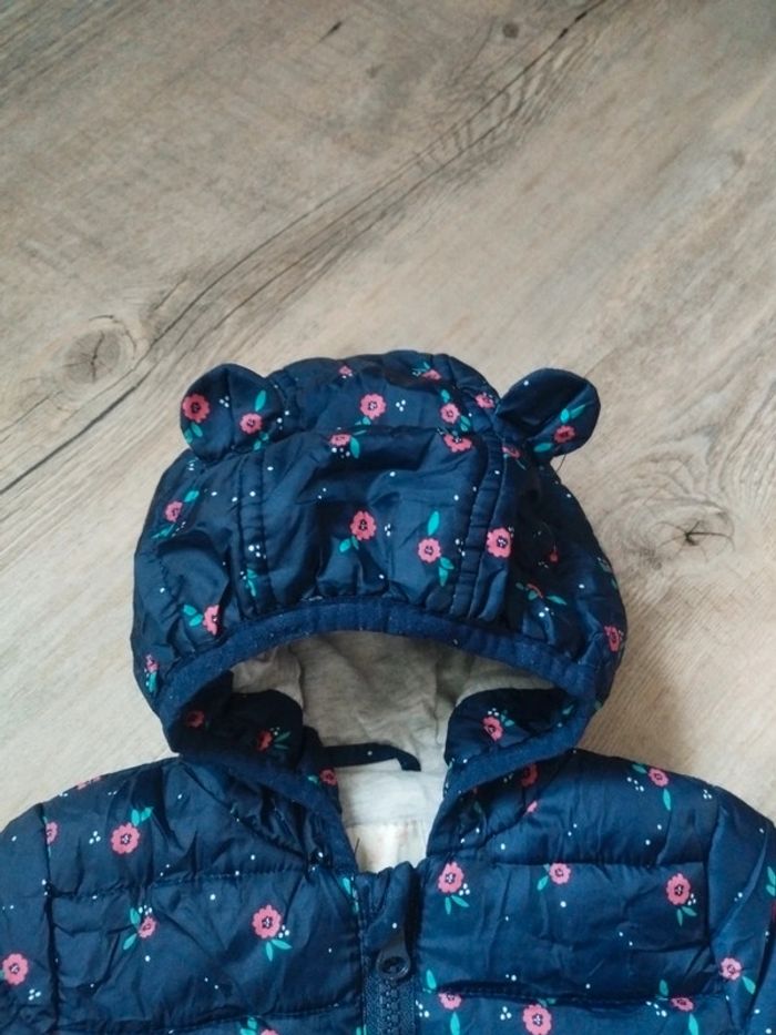 Doudoune mi-saison marine avec fleurs fille 6 mois - photo numéro 3