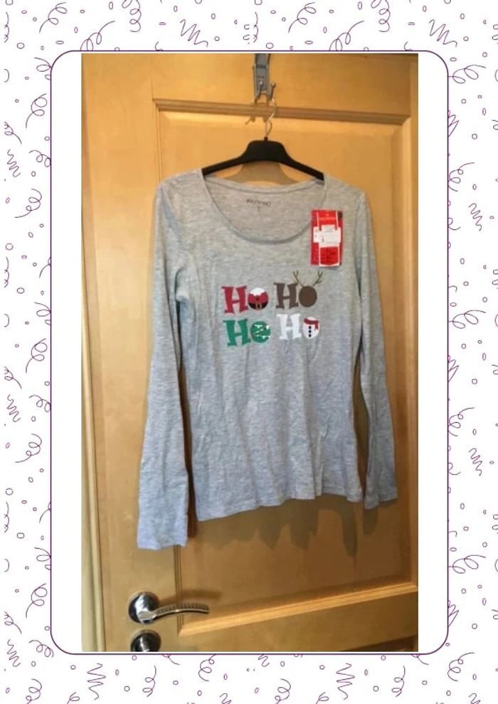 🎄🎅 Tee shirt de noël gris chiné in extenso en coton Taille S