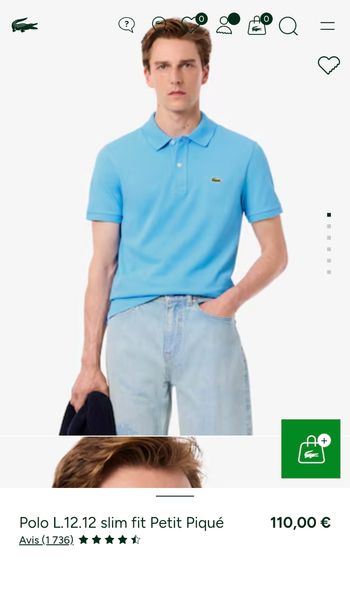 Polo Lacoste original L12.12 slim fit taille S